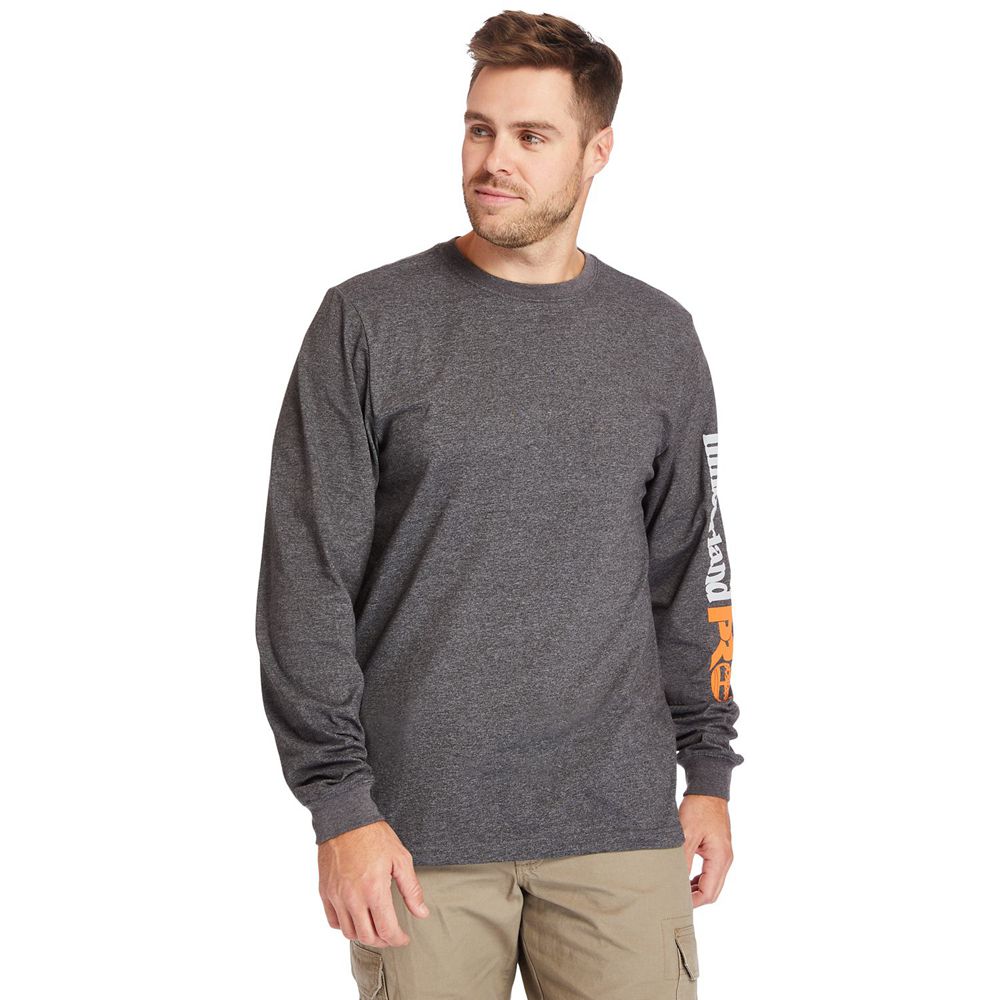 Camisetas Timberland Hombre Pro® Big & Tall Base Plate Long-Sleeve Wicking Gris Oscuro - Chile SMW-7